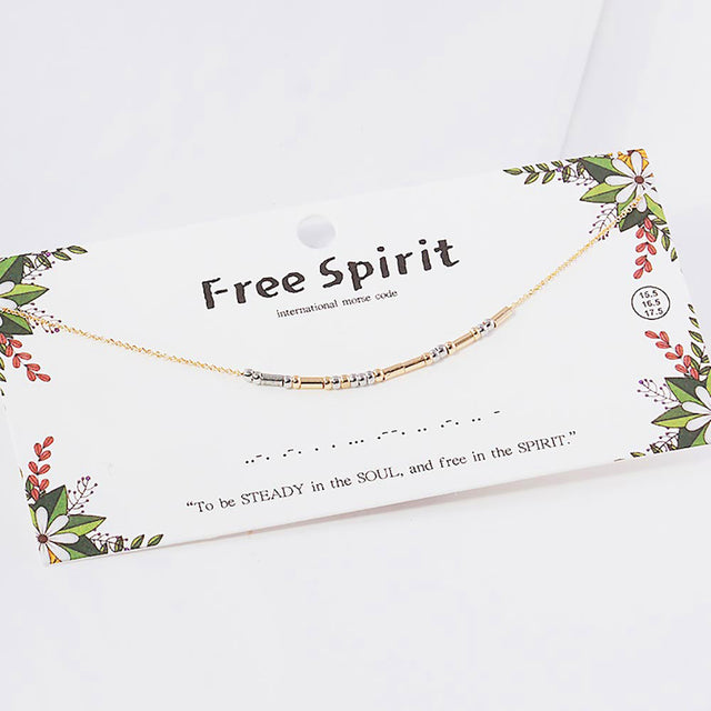 Madeline Love Gold FREE SPIRIT Message Morse Code Pendant Necklace - Necklaces