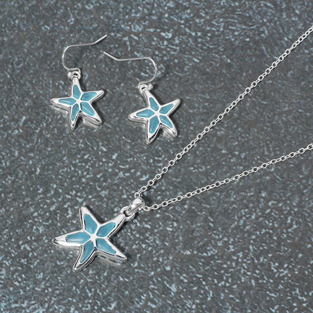 Madeline Love Blue, Silver Sea Glass Starfish Pendant Necklace