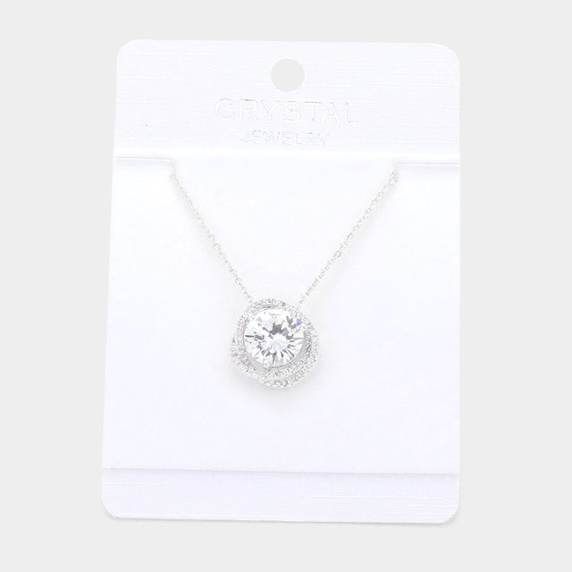Madeline Love Rhodium Round Stone Accented Pendant Necklace - Jewelry