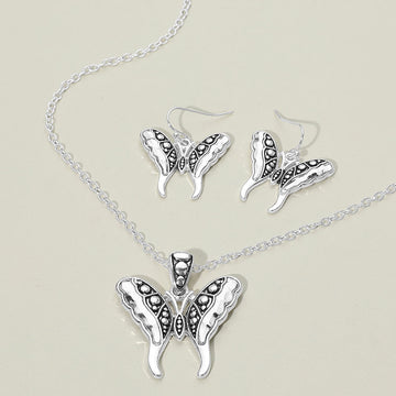 Madeline Love Antique Silver Antique Metal Butterfly Pendant Necklace - Necklaces