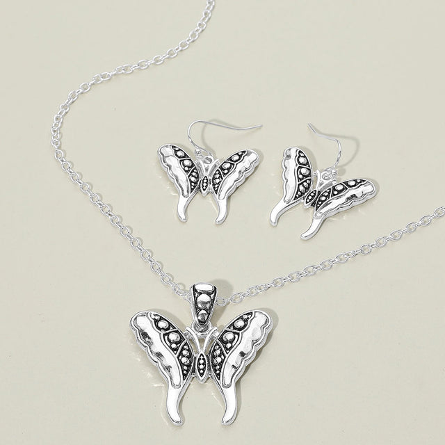 Madeline Love Antique Silver Antique Metal Butterfly Pendant Necklace - Necklaces