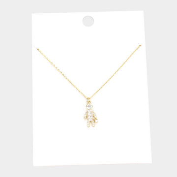 Madeline Love Gold Stone Embellished Brass Metal Human Being Pendant Necklace - Necklaces