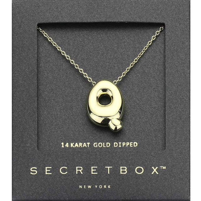 Madeline Love Gold SECRET BOX_ -Q- 14K Gold Dipped Bubble Initial Monogram Pendant Necklace - Jewelry
