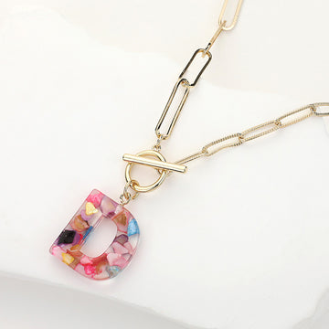 Madeline Love Multi -D- Colorful Initial Monogram Pendant Toggle Necklace - Necklaces