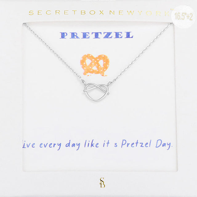 Madeline Love Worn Silver SECRET BOX_Metal Pretzel Pendant Necklace - Necklaces
