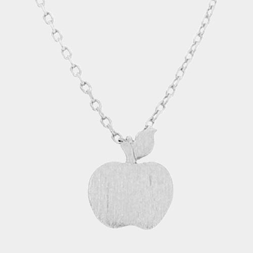 Apple pendant necklace - Rhodium