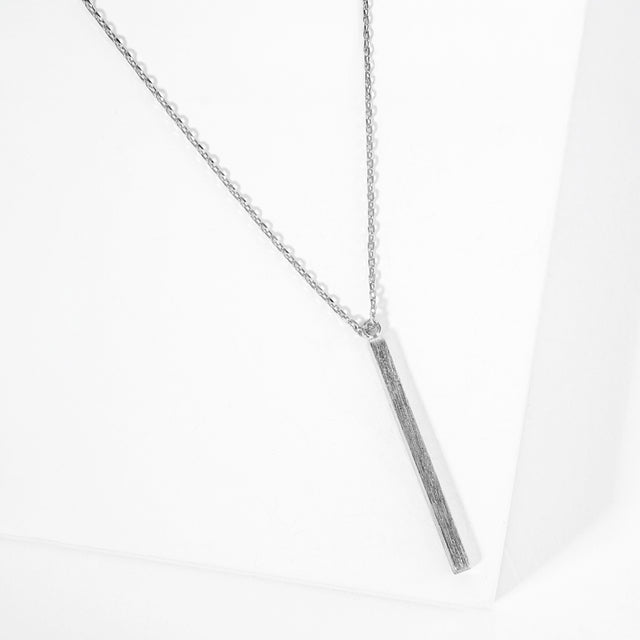 Madeline Love Rhodium Gold Dipped Metal Bar Pendant Necklace - Necklaces