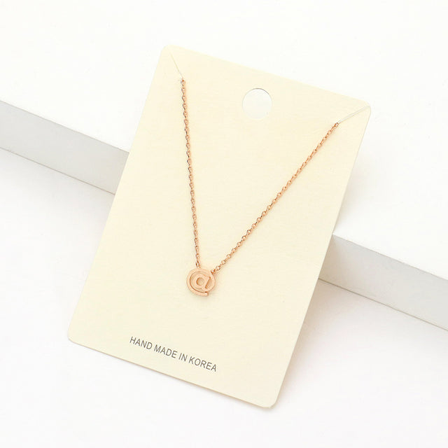 Madeline Love Rose Gold Textured Matte Metal AT Symbol Pendant Necklace - Necklaces