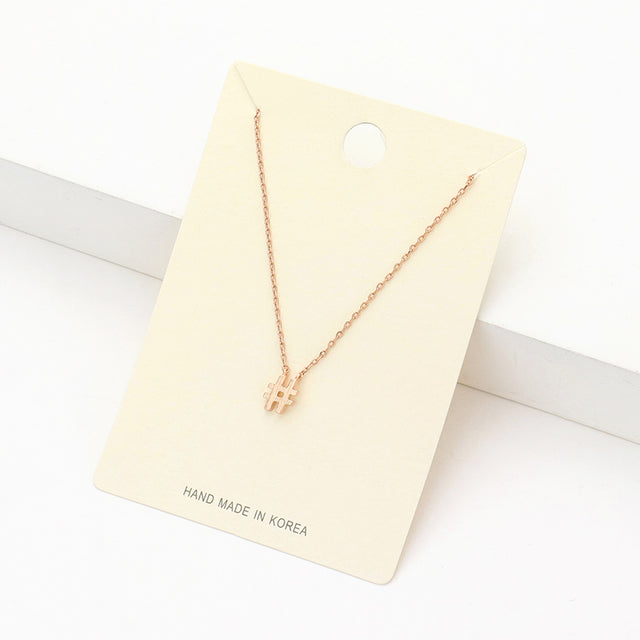 Madeline Love Rose Gold Textured matte metal hashtag pendant necklace - Necklaces