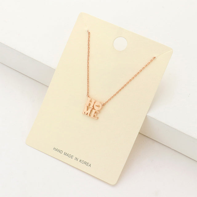 Madeline Love Rose Gold HOME Message Plate Pendant Necklace - Necklaces