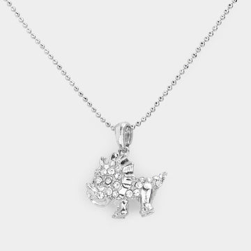 Madeline Love Rhodium Crystal Pave Rhino Pendant Necklace - Necklaces