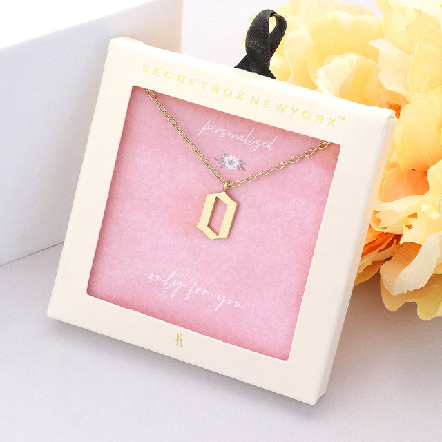 Madeline Love Worn Gold Secret Box -O- Initial Monogram Metal Pendant Necklace - Necklaces