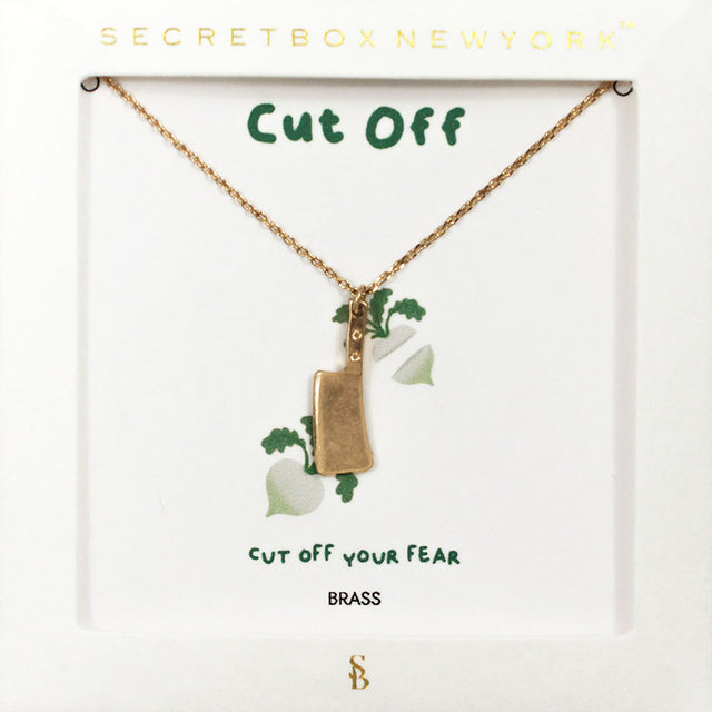 Madeline Love Worn Gold SECRET BOX_Brass Metal Cleaver Knife Pendant Necklace - Necklaces