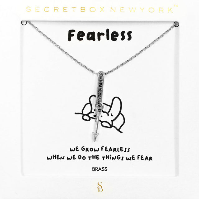 Madeline Love Worn Silver SECRET BOX_FEARLESS Brass Metal Arrow Message Pendant Necklace - Necklaces
