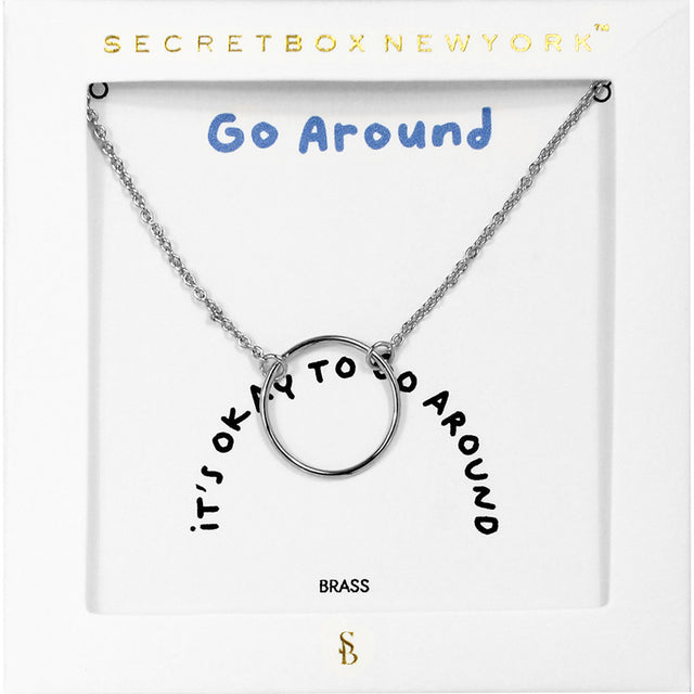 Madeline Love Worn Silver SECRET BOX_Brass Metal Open Circle Pendant Necklace - Necklaces