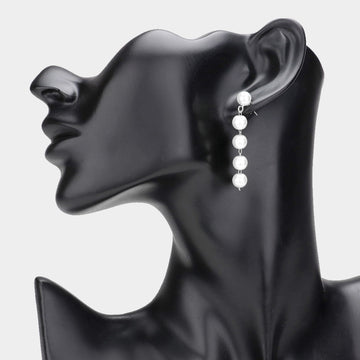 Madeline Love Silver Pearl Link Dropdown Earrings