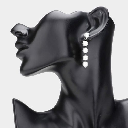 Pearl Link Dropdown Earrings - Silver