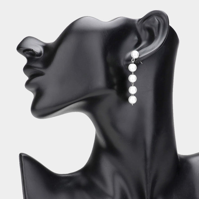 Madeline Love Silver Pearl Link Dropdown Earrings