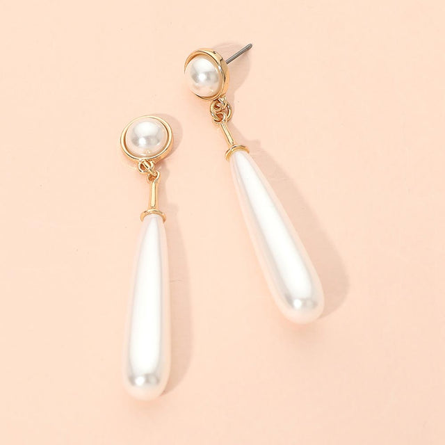 Madeline Love Gold Long Teardrop Pearl Drop Earrings