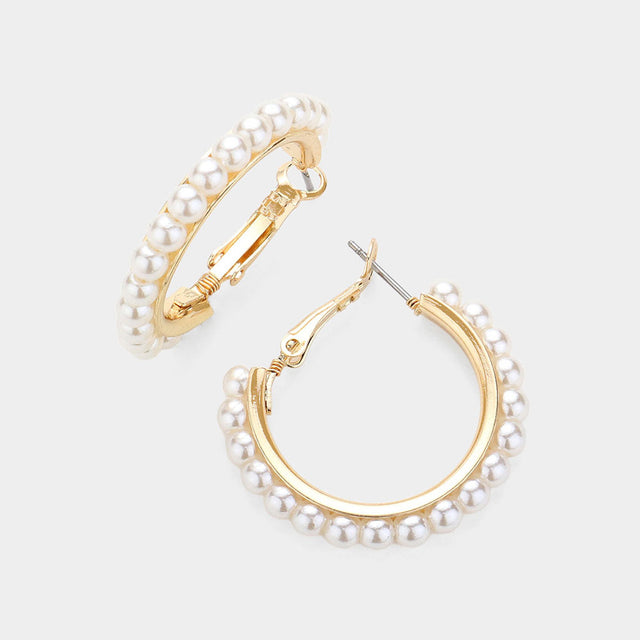 Madeline Love Gold Pearl Hoop Earrings