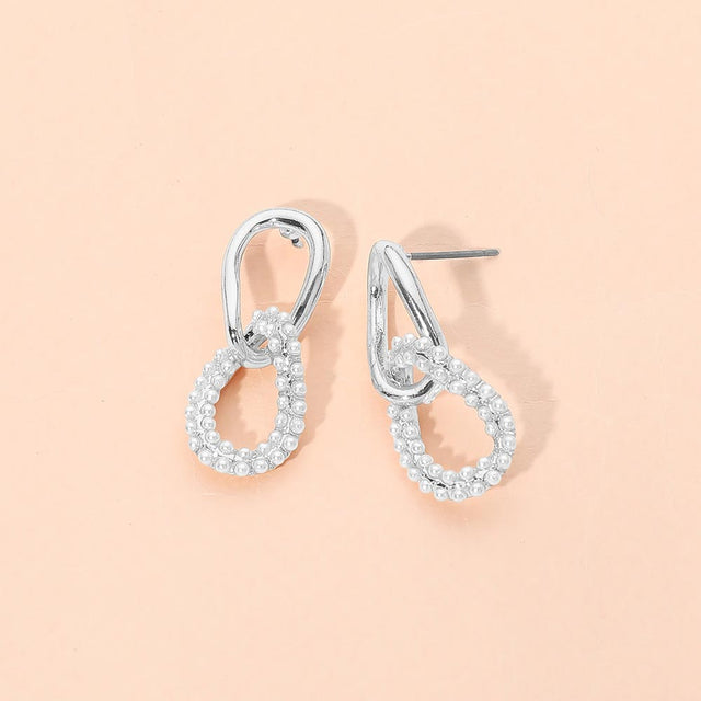 Madeline Love Silver Pearl Link Drop Earrings
