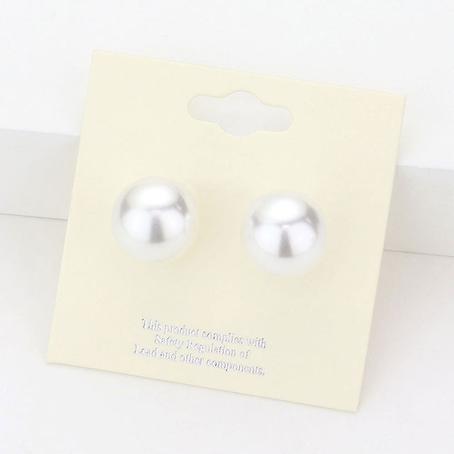 Madeline Love White 14mm Pearl stud earrings