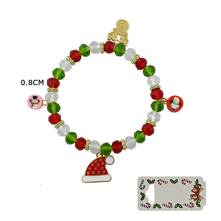 Assorted 12PCS - Christmas Charm Beaded Stretch Bracelets