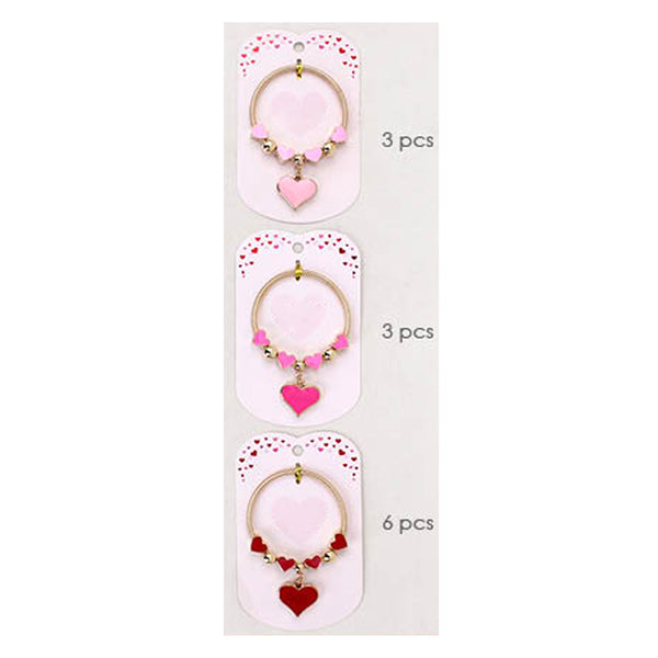 12PCS - Enamel Heart Charm Stretch Bracelets