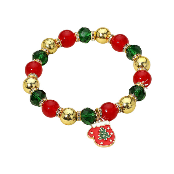 Assorted Christmas Holiday 12PCS Charm Beaded Stretch Bracelets