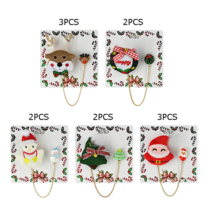 Assorted 12PCS - Christmas Theme Plush Doll Pin Brooches