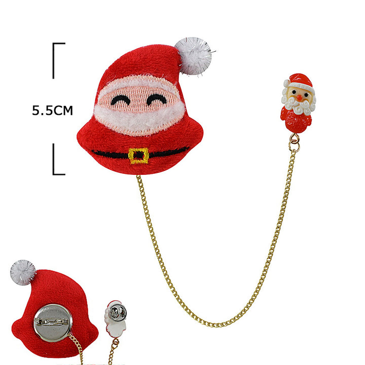 Assorted 12PCS - Christmas Theme Plush Doll Pin Brooches