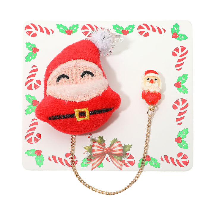 Assorted 12PCS - Christmas Theme Plush Doll Pin Brooches