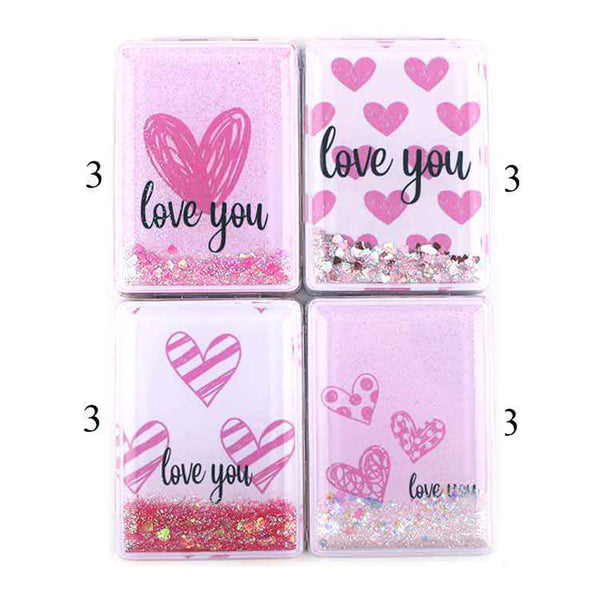 12PCS - Glitter Love You Message Heart Printed Cosmetic Mirrors