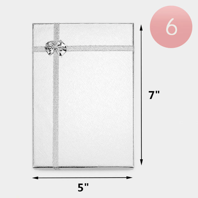 Madeline Love Silver 6PCS - Simple Bow Deco Rectangle Gift Boxes - Jewelry