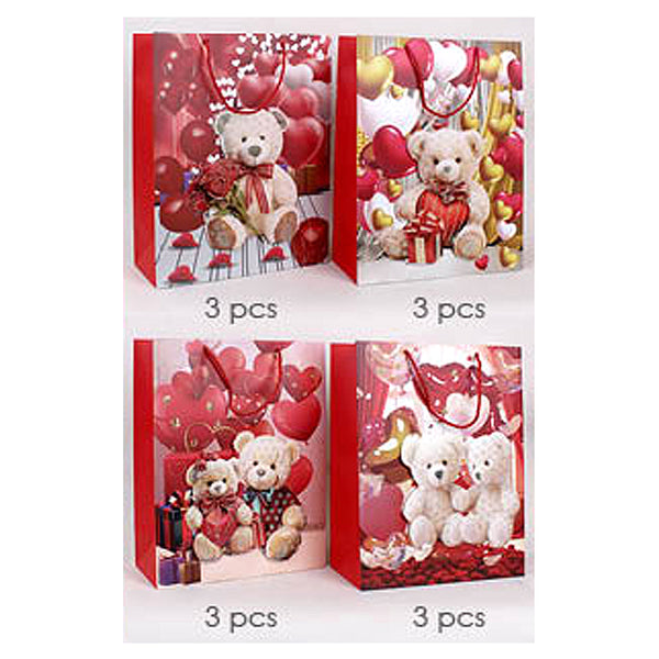 12PCS - Valentine Teddy Bear Printed Gift Bags