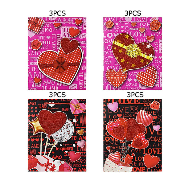 12PCS - Heart Love Printed Gift Bags