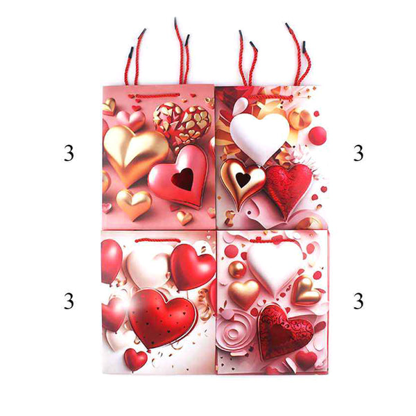 12PCS - Valentine Heart Printed Gift Bags