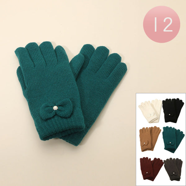 Assorted Soft knit gloves featuring a charming bow detail and cozy full-finger coverage. Designed for warmth and style, these gloves offer a snug fit and elegant touch, perfect for cold-weather outfits and everyday wear during chilly seasons.
