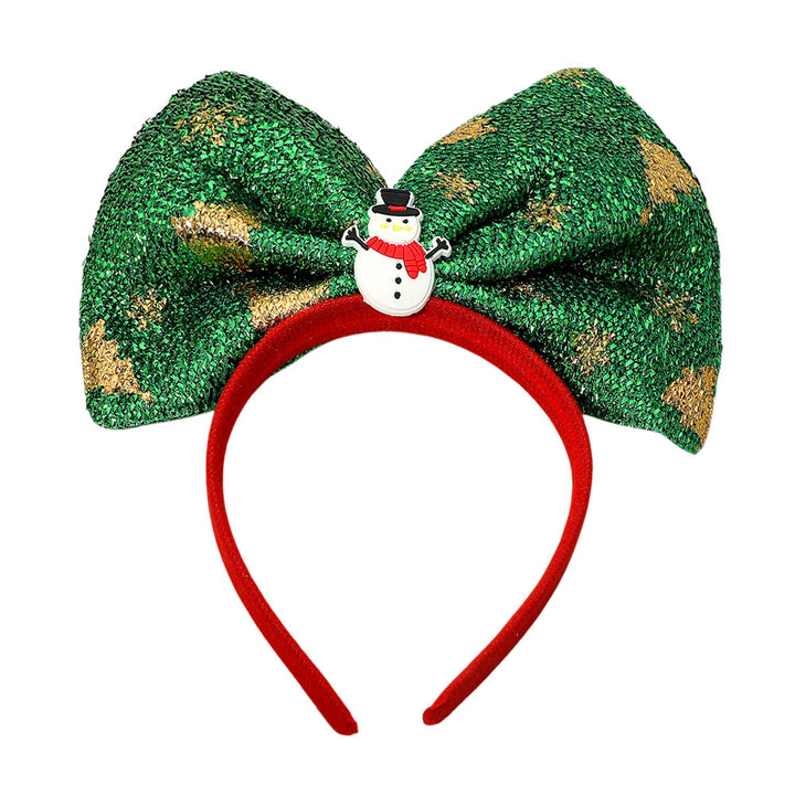 Assorted 12PCS - Christmas Theme Charm Accent Sparkled Bow Headbands