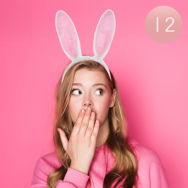 Madeline Love Pink, White 12PCS - Bunny Rabbit Ear Fur Headbands - Jewelry