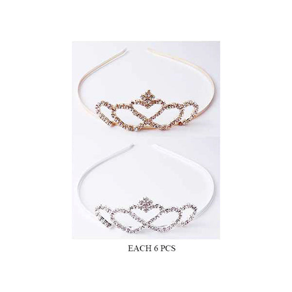 12PCS - Rhinestone Heart Crown Headbands