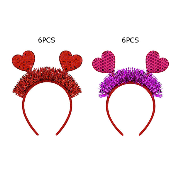 12PCS - Sequin Double Heart Tinsel Decorative Headbands