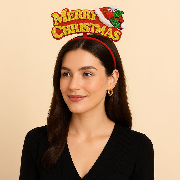 Assorted 12PCS - Festive Holiday Lettering Message Headbands