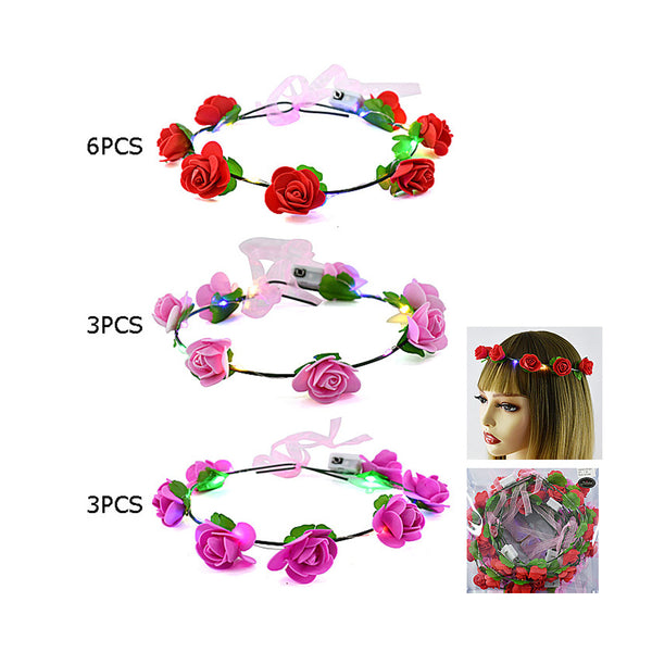 12PCS - Light Up Rose Headband / Crown