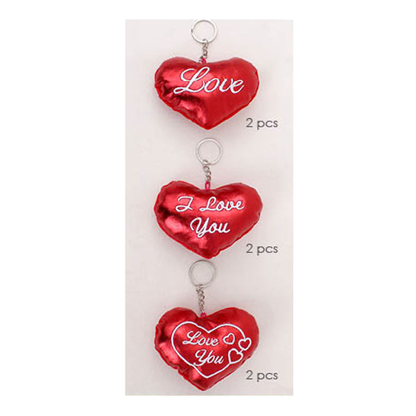 12PCS - Love Heart Plush Keychains Set