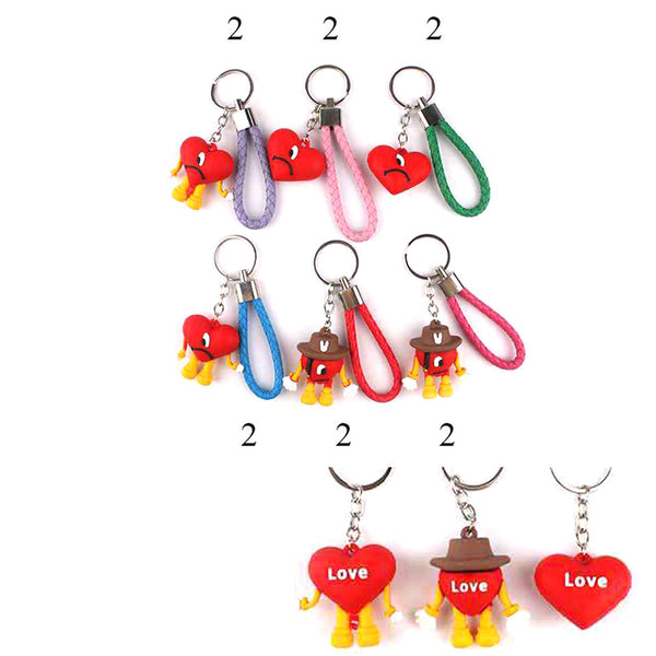 12PCS - Heart Love Message Key Chains