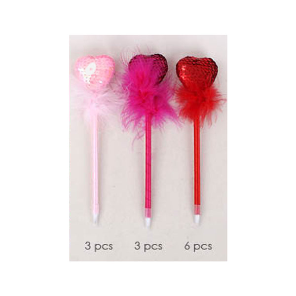 12PCS - Sequin Heart Feather Ball Pens