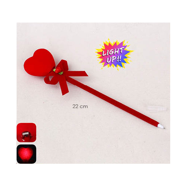 12PCS - Light Up Heart Bow Ball Pens