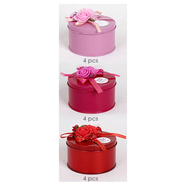 12PCS - Flower Bow Mini Round Gift Tin Boxes