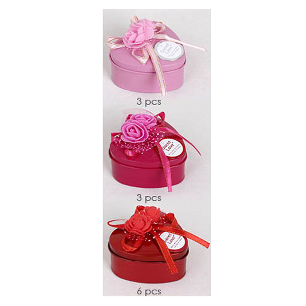 12PCS - Flower Bow Mini Heart Gift Tin Boxes